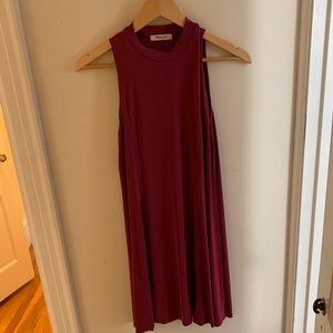Maroon high neck simple dress